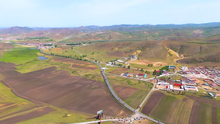 Fengning Cloud Grassland Hebei Scenic Highway Through Prairie Aerial