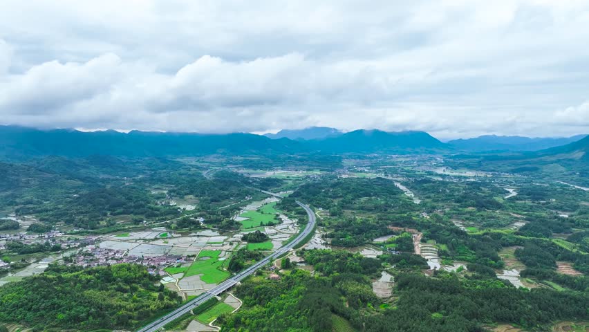 Southern Anhui Mountain Area Sea Of Clouds 4K Aerial