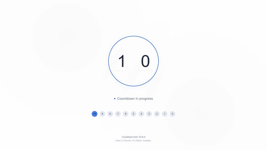 Modern Minimal Countdown Timer Animation | Clean Flip Clock Timer | 10-Second Digital Timer Video.