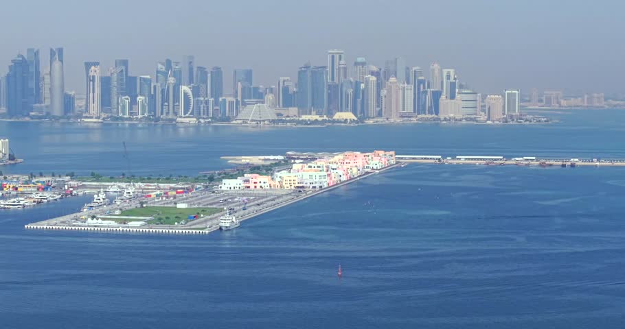  Aerial view of Doha Skyline west bay Qatar.