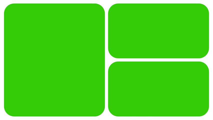 bento or collage animation with green multiscreen slide show shapes animation with green screen