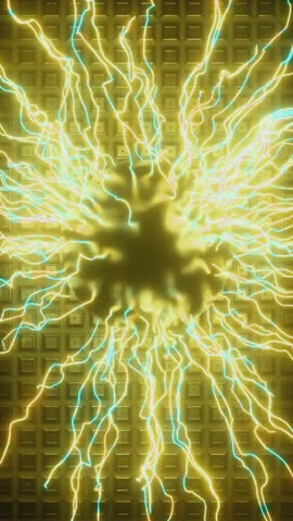 A powerful explosion of electrical energy with bright blue and purple discharges, creating the effect of high-voltage energy release. Ideal for science fiction scenes, trailers, video games