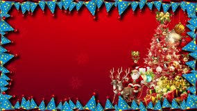 
This video is a red and blue festive Christmas background animation featuring Santa Claus, a decorated tree, and party streamers. - Powered by Shutterstock - Get 15% off with code: PIKWIZARD15