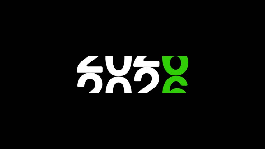 2026 text word lettering typography rolling text 3d animation video, 2026 year number intro with green color highlight of number 6, 2026 happy new year intro outro sign symbol icon lettering inscripti