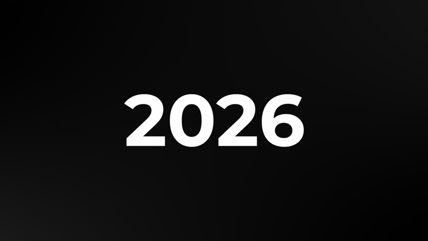 2026 text word lettering inscription typography animation, animated 2026 Stacked Repeated vertical layered Text Animation, Stacking Text Seamless Title Scrolling Motion Graphics, kinetic red outline