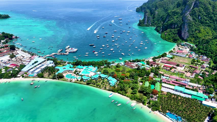 Aerial view of the Phi Phi Island in the Krabi Province, Thailand