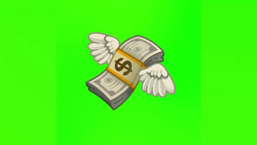 Money With Wings Green Screen Animation | Flying Cash Overlay | Dollar Bills Wings Motion Graphic VFX | Finance, Wealth, Spending  Economy Concept Video Asset for Editors
