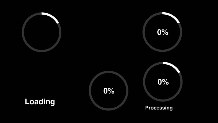 Most used Loading bar pack animation. Circle loading bar icon animation from 0 to 100% on background. Wheel loading animation concept