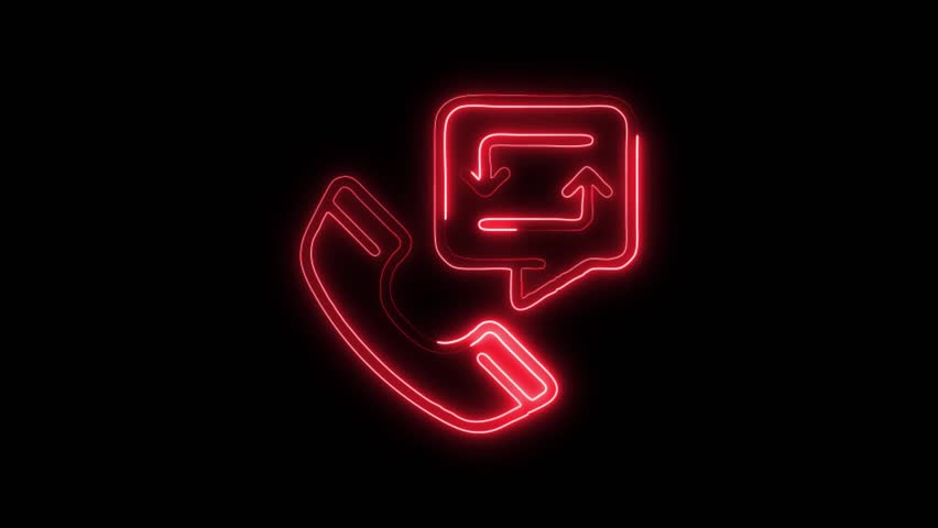 Call Back Icon Animation with Glowing Lines on Black Background