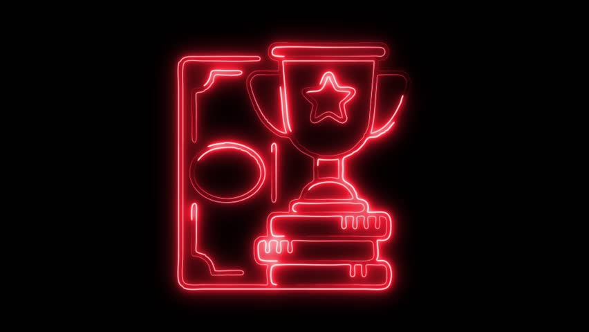 Champion Award Icon Animation with Glowing Lines on Black Background
