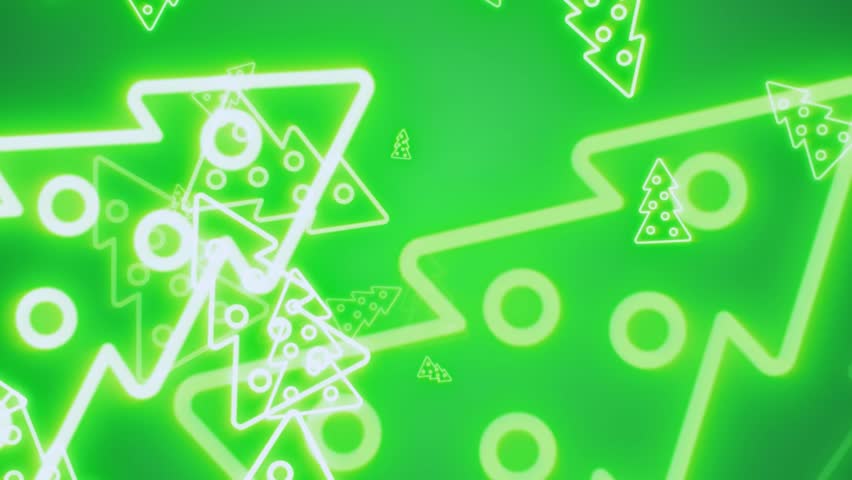 Glowing neon Christmas tree pattern features a vibrant green color palette that creates a festive and modern holiday atmosphere. The repeating design showcases stylized Christmas tree neon design.