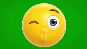 3D Winking Kissing Face Emoji Blowing Heart Animation Green Screen 4k Stock Video - Powered by Shutterstock - Get 15% off with code: PIKWIZARD15