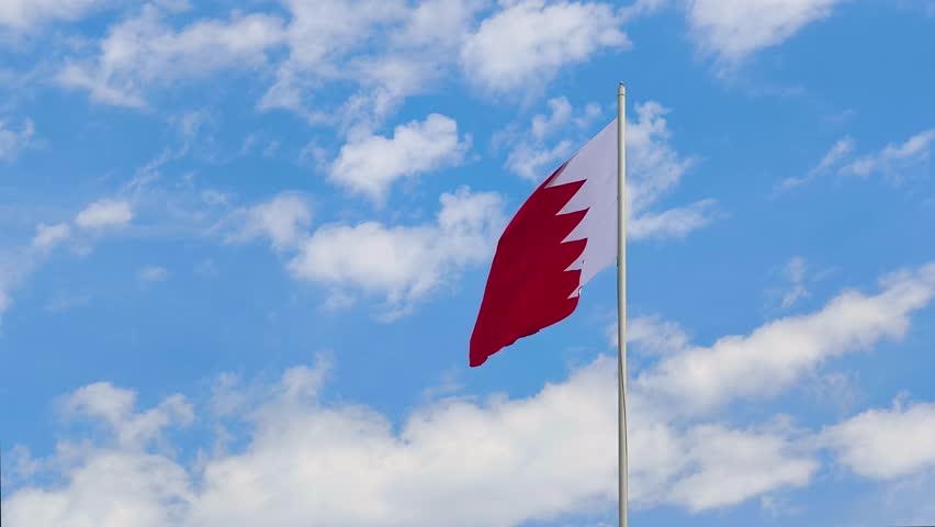 bahrain flag is flying and move