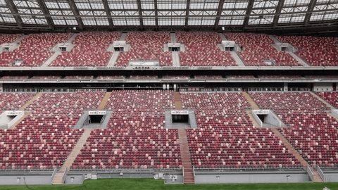 Aerial Drone Flight Over Luzhniki Stadium Seats