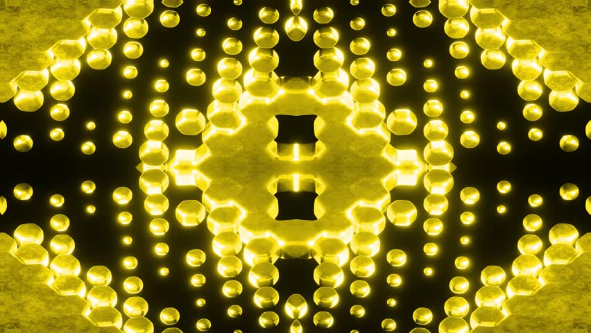 3D Rendered Abstract Gold Tech Background with Luminous Geometric Pattern and Rotating Hexa Shapes creating a Matrix Style Digital Atmosphere with Soft Glow