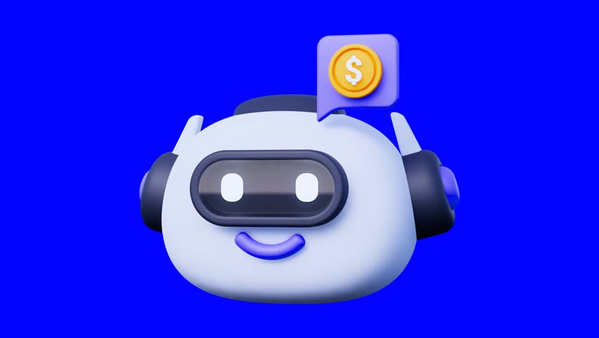 Animated 3D AI Business Chatbot Icon on Black Background Artificial Intelligence Customer Support Motion Graphic Video