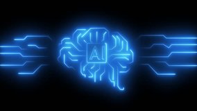 Glowing AI circuit animation. futuristic digital Data moving on Circuit Board Concept Cyberpunk Aesthetics, Cityscape, Neon Lighting Technology .electronic circuit animation on black background.4K - Powered by Shutterstock - Get 15% off with code: PIKWIZARD15