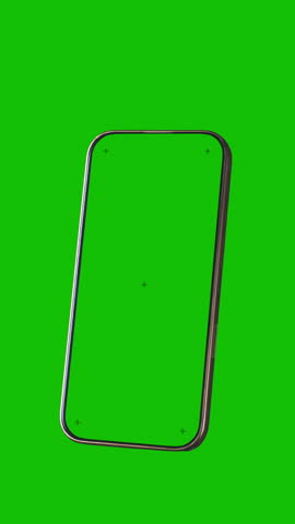 Orange Modern Smartphone Rotating Vertically — Chroma Key Screen with Tracking Markers for UI Mockups and VFX. 2025-2026 Model