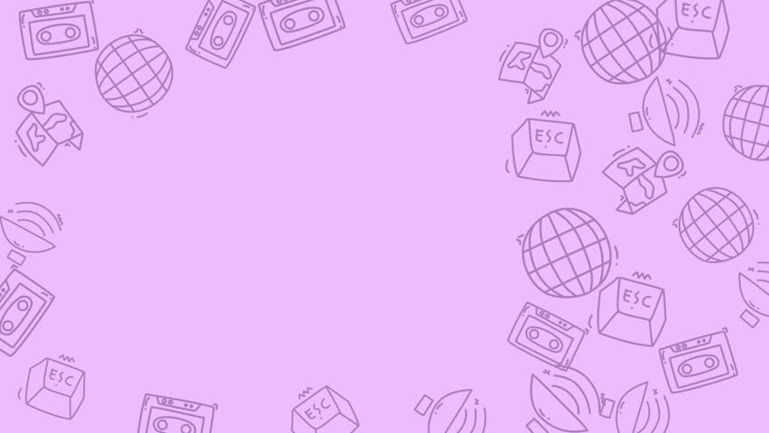 A repeating pattern of hand-drawn travel-related icons, including globes, suitcases, and passports, set against a soft purple backdrop.