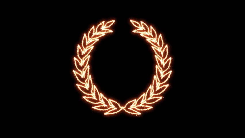 4k Fire laurel wreath , fiery animation