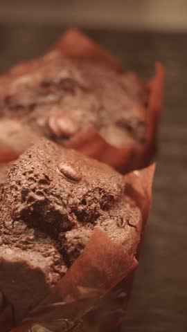 Delicious chocolate muffins baked to perfection in the kitchen