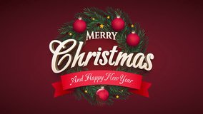The motion graphics reveal a warm “Merry Christmas” greeting with vibrant animation, twinkling fairy lights, falling snow, and decorative holiday elements. - Powered by Shutterstock - Get 15% off with code: PIKWIZARD15