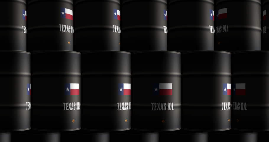Texas USA oil business and fuel extraction barrels in row seamless and loopable concept. Amwerican petrol industrial containers.
