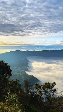 beautiful view of the land above the clouds of Mount Bromo, East Java, Indonesia
