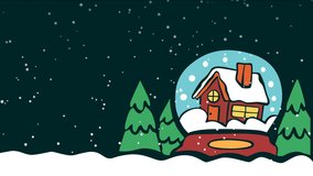 Animated winter scene featuring a cozy house inside a snow globe, surrounded by snowy trees and gentle falling snow. Perfect for Christmas greetings, holiday intros, seasonal footage - Powered by Shutterstock - Get 15% off with code: PIKWIZARD15