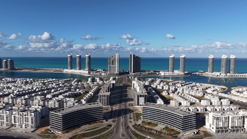 Aerial view of the Alamein Towers in North Coast of Egypt