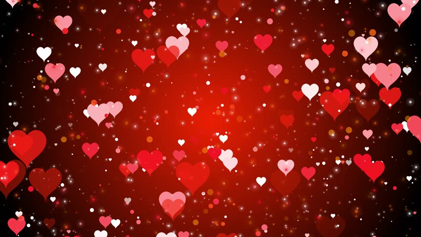 Romantic Floating Hearts Love Background Animation. Red Hearts Flying Valentine Love Motion.
