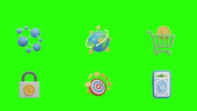 “3D fintech and digital finance icons including target achievement, wallet security, global transfer, network nodes, padlock, shopping cart” - Powered by Shutterstock - Get 15% off with code: PIKWIZARD15