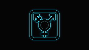 Glowing neon transgender symbol on a black background, animated with a smooth, modern light effect. Perfect as a gender icon, signage element, or design asset for presentations, UI, motion graphics - Powered by Shutterstock - Get 15% off with code: PIKWIZARD15