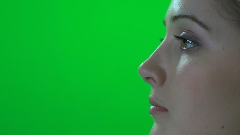 women face profile close up isolated 1080 Stock Video