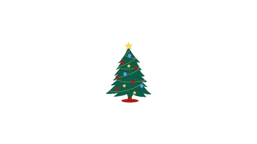 chrismast tree animation vector cartoon illustration simple art isolated on white background, Christmas tree decorations. Holiday background. Merry Chrismast and Happy New Year. Vector illustration