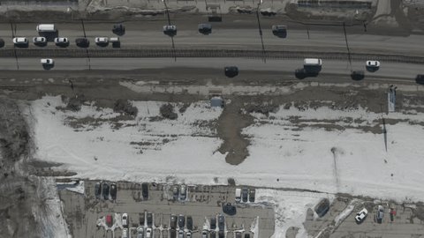 Vertical Drone View Moving Forward over Winter