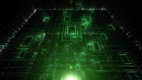 Flying over glowing neon green digital circuit board grid for data and computing background - Powered by Shutterstock - Get 15% off with code: PIKWIZARD15