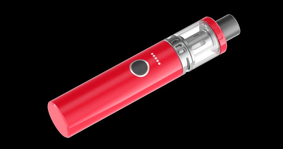 Electronic vape pen rotation animation seamlessly loopable. 3D rendering isolated on transparent background