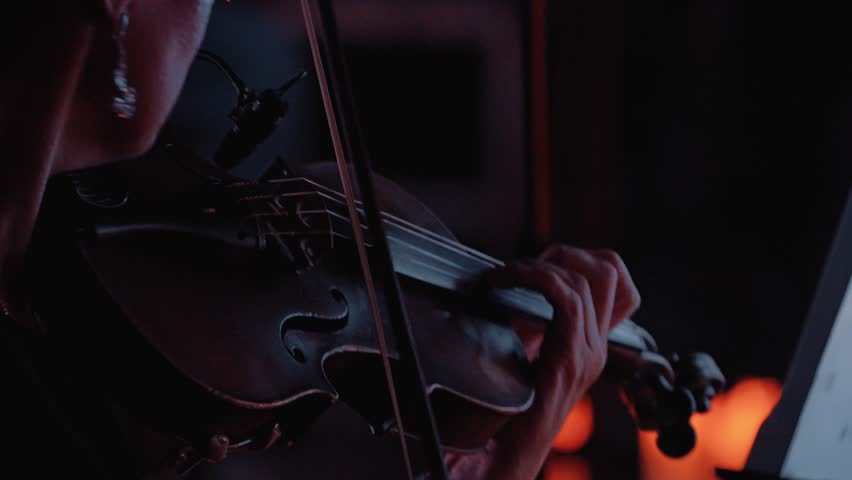 A close-up of a violinist