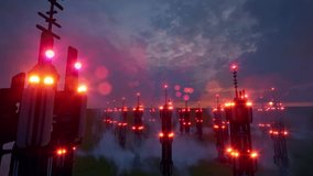 6g towers led lights network antenna technology 4k. 3D Illustration - Powered by Shutterstock - Get 15% off with code: PIKWIZARD15