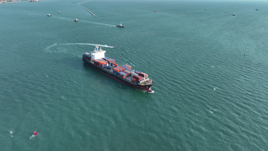 Future Supply Chain cyber security container smart port. Ocean Carriers, marine cargo ship AI technology logistics tracking digital automation freight networks. Big Data risk industry transportation.