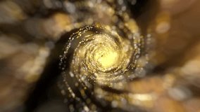 Golden particle vortex swirling into a glowing spiral tunnel creating a cosmic galaxy effect in abstract motion  - Powered by Shutterstock - Get 15% off with code: PIKWIZARD15