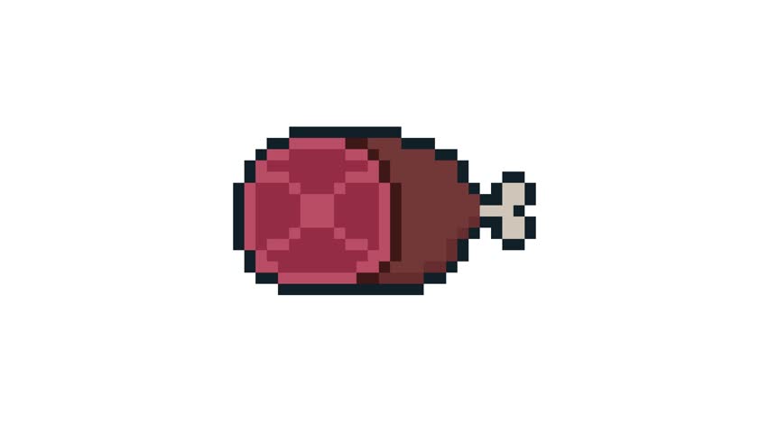 8-bit pixel art anime style meat leg. looped animation 4k 30fps