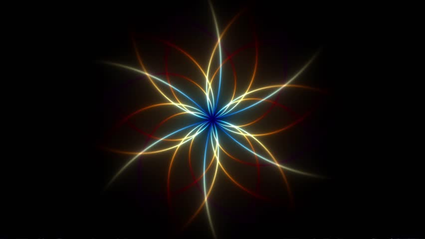 Abstract Glowing Fractal Flower Star Rotation Loop