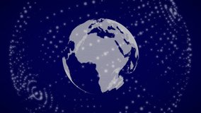 Rotating digital Earth globe visualizing global communication, data networks, and technology. Ideal for illustrating business analytics, news, or the internet, abstract blue digital space. - Powered by Shutterstock - Get 15% off with code: PIKWIZARD15