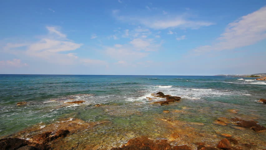 mediterranean sea with waves landscape in Turkey - timelapse