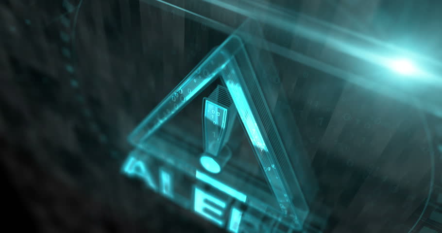 Alert cyber attack warning symbol digital concept. Cyber technology and computer background abstract 3d. Seamless and loopable.