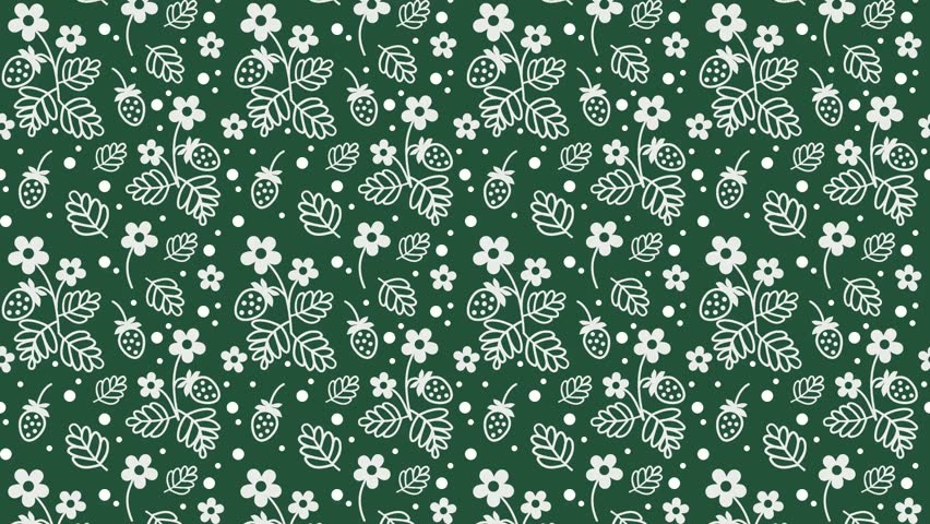 Seamless botanical pattern video with strawberries