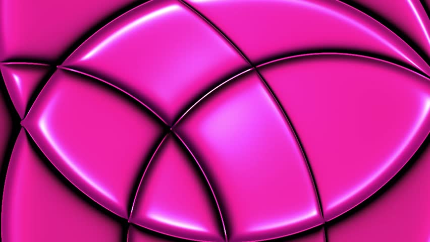Pink abstract background features glossy, curved, three-dimensional shapes with bright highlights and dark outlines creating a dynamic, modern visual texture suitable for digital design projects.