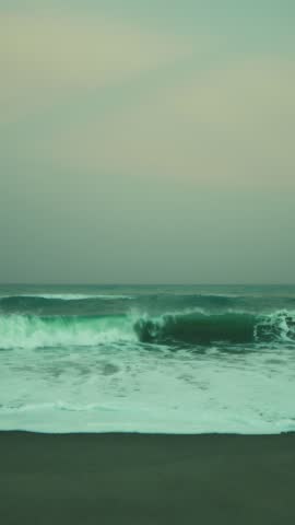 Green Ocean Polluted By Dirt And Radiation Near Nuclear Power Plant